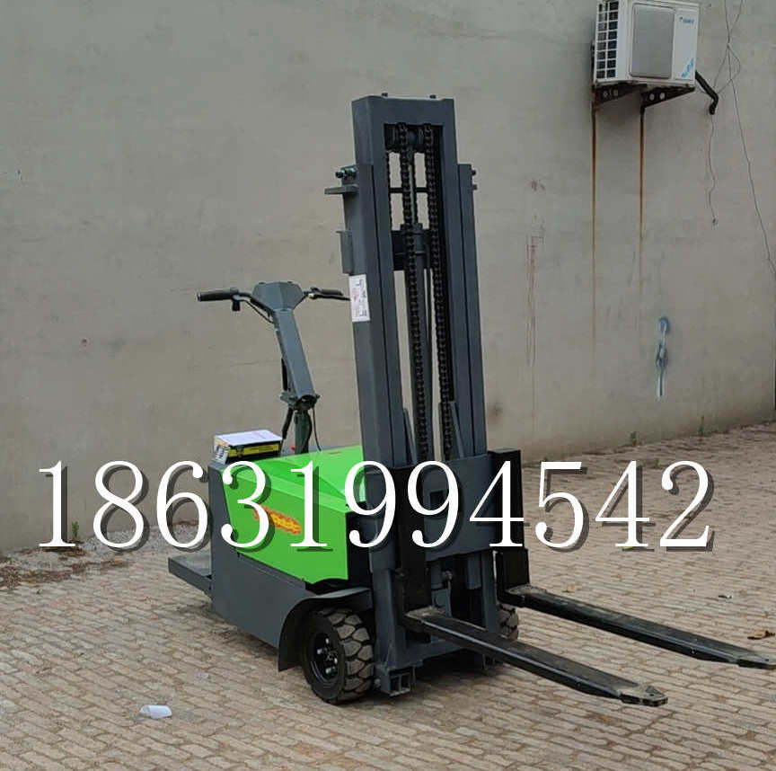 恒山区优程全电动叉车插腿式堆高车液压装卸车1.5吨升高小型站驾式铲车